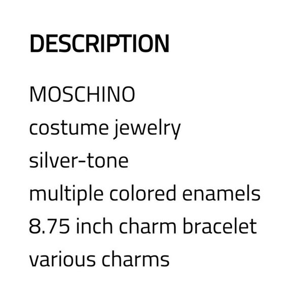 🎀Clearance🎀 VINTAGE MOSCHINO Signed silver charm bracelet 8.7" - Picture 11 of 12